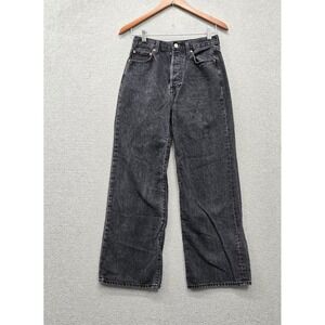 Denim Forum Women Jeans 26 Gray Denim The Farrah High Rise Wide Leg 26" Inseam